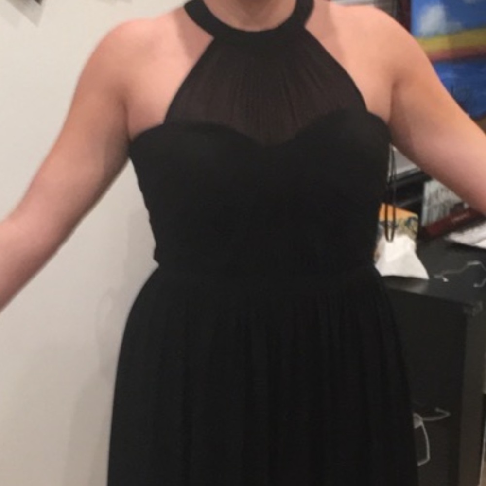 Black Halter Ball Gown Prom Bridesmaid Dress